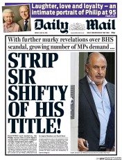 Daily Mail (UK) Newspaper Front Page for 10 June 2016