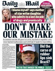 Daily Mail (UK) Newspaper Front Page for 10 July 2014