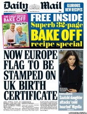 Daily Mail (UK) Newspaper Front Page for 10 August 2013