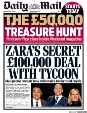 Daily Mail (UK) Newspaper Front Page for 10 August 2019