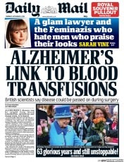 Daily Mail (UK) Newspaper Front Page for 10 September 2015