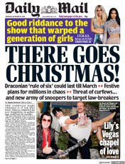 Daily Mail (UK) Newspaper Front Page for 10 September 2020