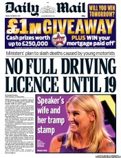 Daily Mail Newspaper Front Page (UK) for 11 October 2013