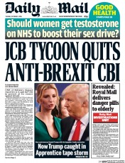 Daily Mail (UK) Newspaper Front Page for 11 October 2016
