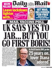 Daily Mail (UK) Newspaper Front Page for 11 November 2020