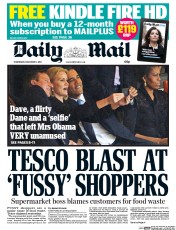 Daily Mail Newspaper Front Page (UK) for 11 December 2013