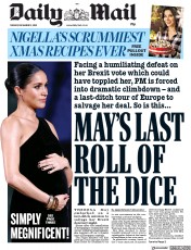 Daily Mail (UK) Newspaper Front Page for 11 December 2018