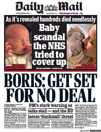 Daily Mail Newspaper Front Page (UK) for 11 December 2020