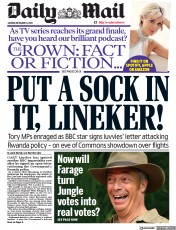 Daily Mail front page for 11 December 2023