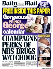 Daily Mail Newspaper Front Page (UK) for 11 January 2014