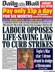 Daily Mail front page for 11 January 2023