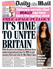 Daily Mail (UK) Newspaper Front Page for 11 March 2019