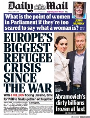 Daily Mail (UK) Newspaper Front Page for 11 March 2022