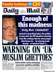 Daily Mail (UK) Newspaper Front Page for 11 April 2016