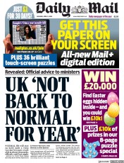 Daily Mail (UK) Newspaper Front Page for 11 April 2020