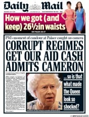 Daily Mail (UK) Newspaper Front Page for 11 May 2016
