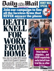 Daily Mail (UK) Newspaper Front Page for 11 May 2022