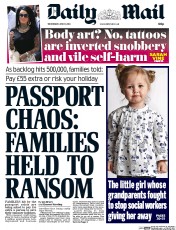 Daily Mail (UK) Newspaper Front Page for 11 June 2014