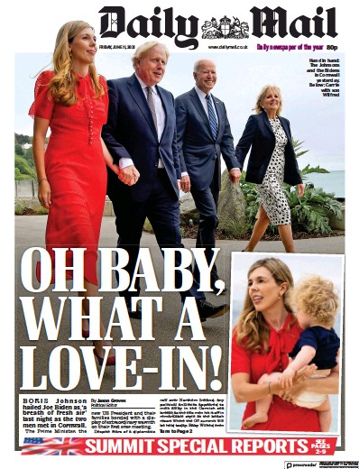 Daily Mail Newspaper Front Page (UK) for 11 June 2021