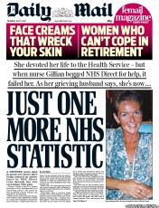 Daily Mail (UK) Newspaper Front Page for 11 July 2013
