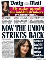 Daily Mail (UK) Newspaper Front Page for 11 September 2014