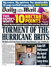 Daily Mail (UK) Newspaper Front Page for 11 September 2017