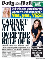 Daily Mail (UK) Newspaper Front Page for 11 September 2020