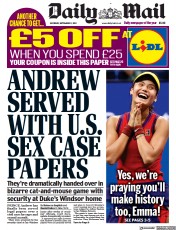 Daily Mail (UK) Newspaper Front Page for 11 September 2021