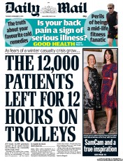 Daily Mail (UK) Newspaper Front Page for 12 November 2013