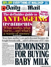 Daily Mail (UK) Newspaper Front Page for 12 November 2016
