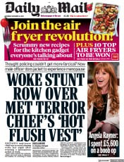 Daily Mail (UK) Newspaper Front Page for 12 November 2022