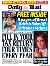 Daily Mail (UK) Newspaper Front Page for 12 December 2015