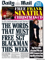 Daily Mail (UK) Newspaper Front Page for 12 December 2016