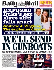 Daily Mail (UK) Newspaper Front Page for 12 December 2020