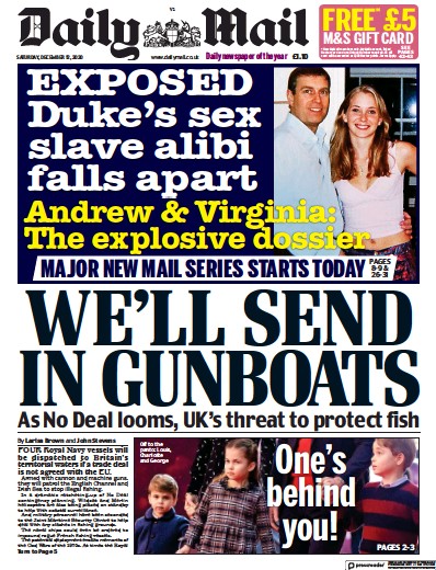 Daily Mail Newspaper Front Page (UK) for 12 December 2020