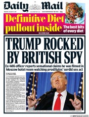 Daily Mail (UK) Newspaper Front Page for 12 January 2017