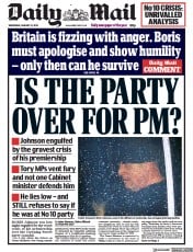 Daily Mail (UK) Newspaper Front Page for 12 January 2022