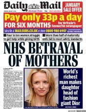 Daily Mail (UK) Newspaper Front Page for 12 January 2023