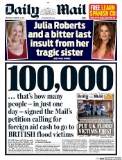 Daily Mail Newspaper Front Page (UK) for 12 February 2014