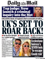 Daily Mail (UK) Newspaper Front Page for 12 February 2021