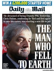 Daily Mail (UK) Newspaper Front Page for 12 March 2013