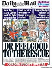 Daily Mail (UK) Newspaper Front Page for 12 March 2020