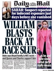 Daily Mail (UK) Newspaper Front Page for 12 March 2021