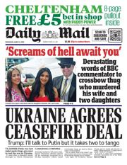 Daily Mail front page for 12 March 2025
