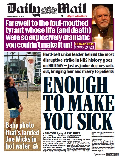 Daily Mail Newspaper Front Page (UK) for 12 April 2023