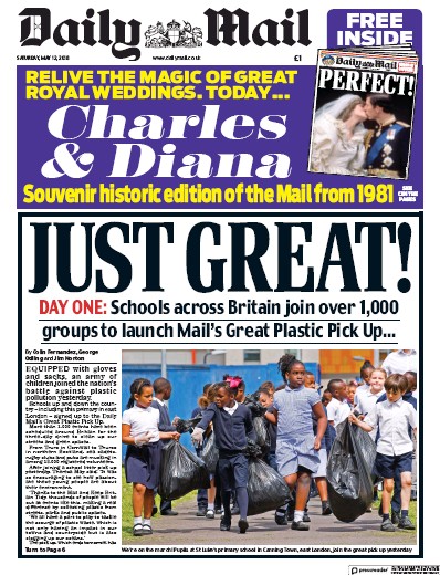 Daily Mail Newspaper Front Page (UK) for 12 May 2018