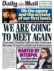 Daily Mail (UK) Newspaper Front Page for 12 May 2020