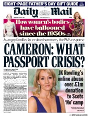 Daily Mail (UK) Newspaper Front Page for 12 June 2014