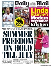 Daily Mail (UK) Newspaper Front Page for 12 June 2021