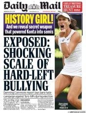 Daily Mail (UK) Newspaper Front Page for 12 July 2017